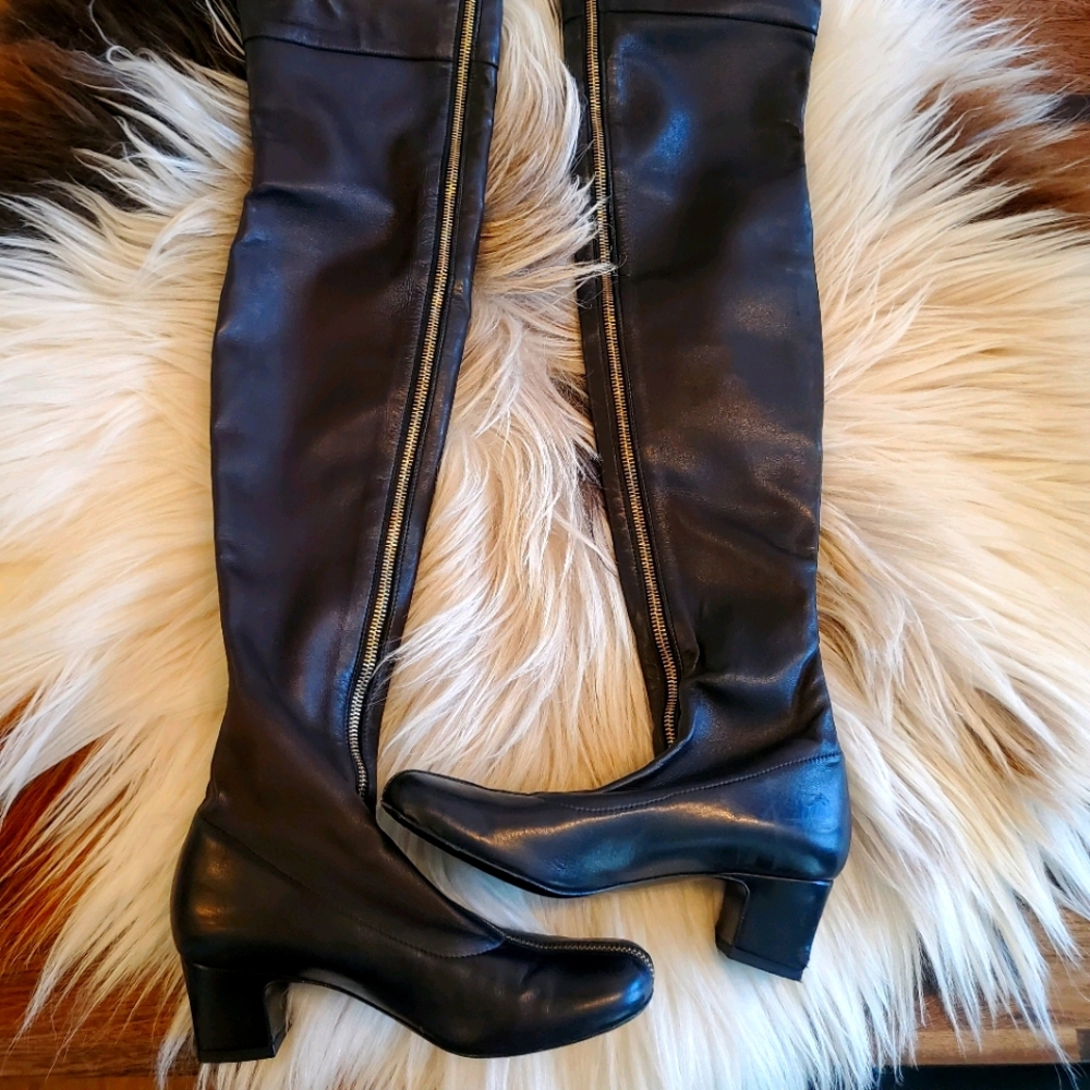 Chanel Lambskin Thigh High Zipper Boots